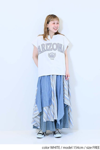 【charmmy】Vカットネックフレンチ袖Tee