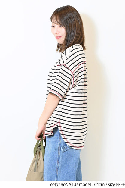 ≪SALE≫Color-Blocked Stitch Back Print Tee