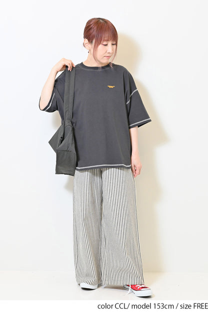 ≪SALE≫Color-Blocked Stitch Back Print Tee