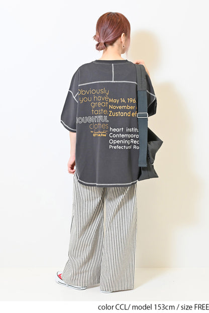 ≪SALE≫Color-Blocked Stitch Back Print Tee