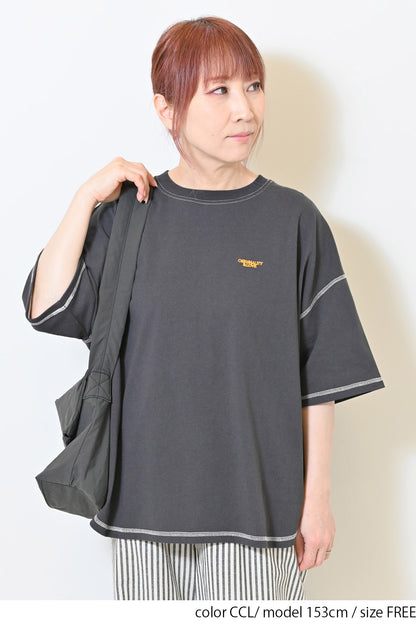 ≪SALE≫Color-Blocked Stitch Back Print Tee