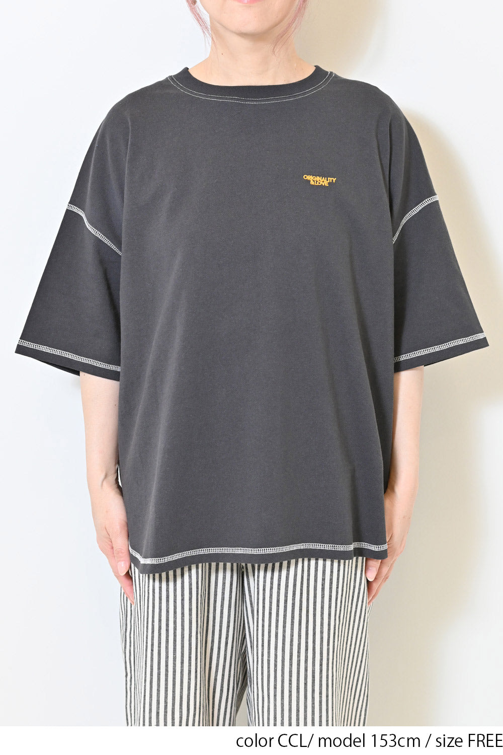 ≪SALE≫Color-Blocked Stitch Back Print Tee