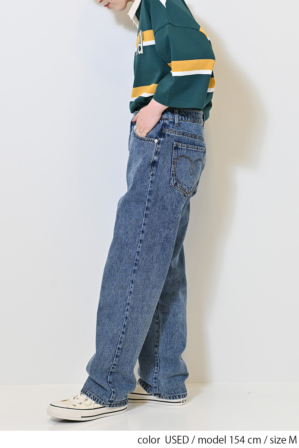 ≪SALE≫【charmmy】Heart Stitch Denim Pants