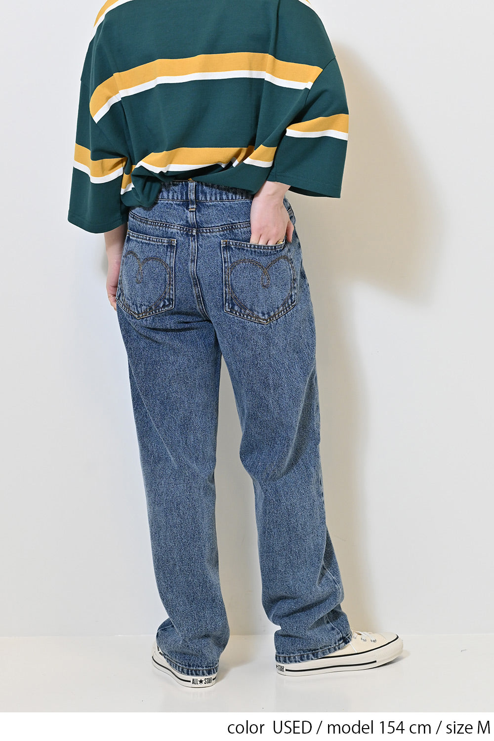 ≪SALE≫【charmmy】Heart Stitch Denim Pants