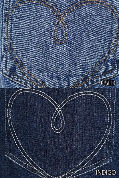 ≪SALE≫【charmmy】Heart Stitch Denim Pants