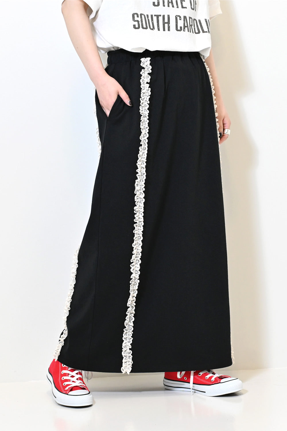 ≪SALE≫【charmmy】Lace Trim Straight Skirt