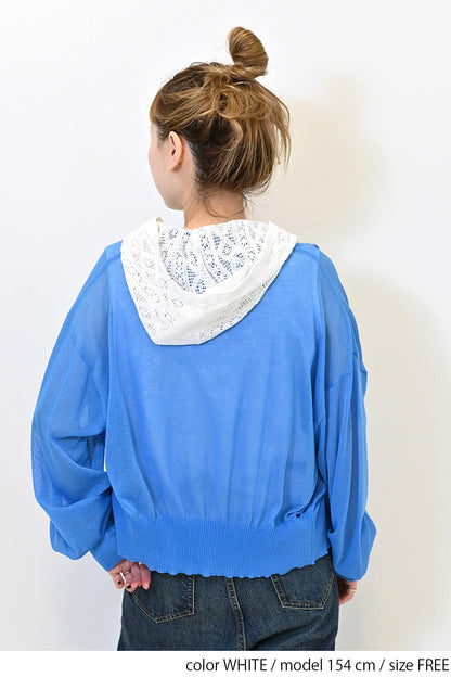 ≪SALE≫【charmmy】Hood Lace Pullover