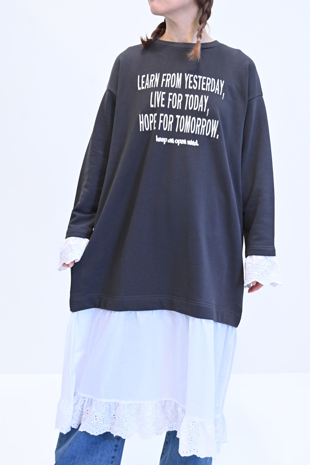 ≪SALE≫ 【charmmy】 Lace Switch Fleece Dress