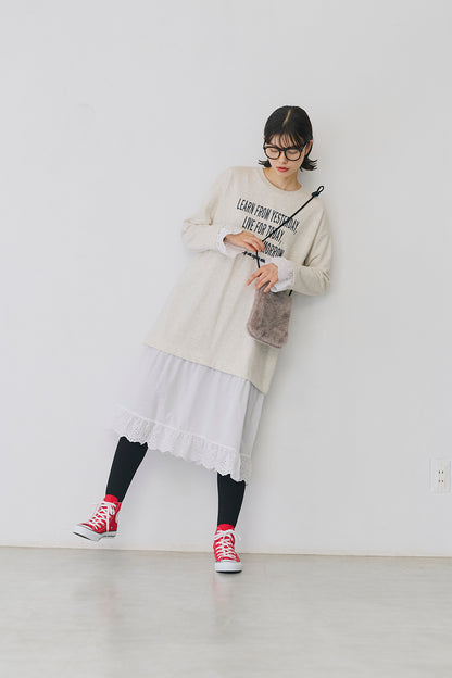 ≪SALE≫ 【charmmy】 Lace Switch Fleece Dress
