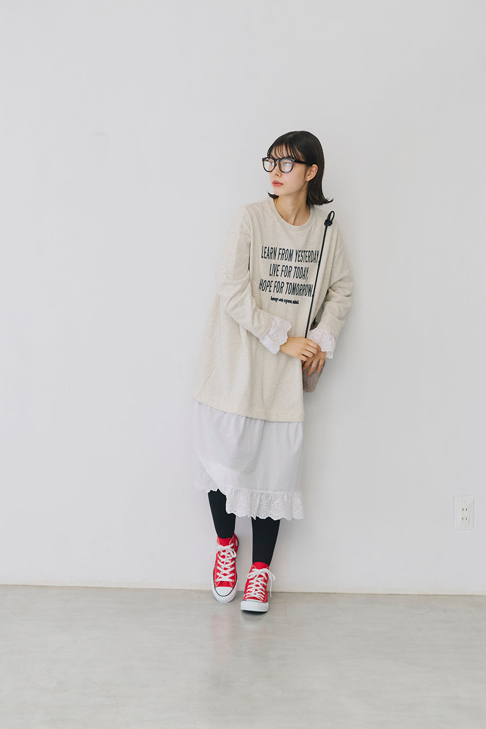 ≪SALE≫ 【charmmy】 Lace Switch Fleece Dress