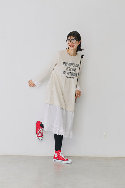 ≪SALE≫ 【charmmy】 Lace Switch Fleece Dress