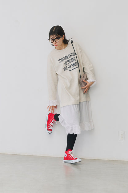 ≪SALE≫ 【charmmy】 Lace Switch Fleece Dress