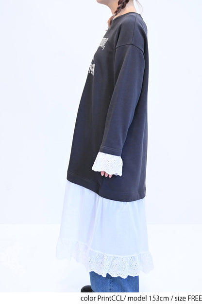 ≪SALE≫ 【charmmy】 Lace Switch Fleece Dress