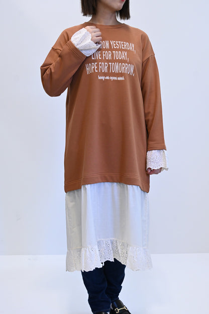 ≪SALE≫ 【charmmy】 Lace Switch Fleece Dress