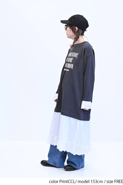 ≪SALE≫ 【charmmy】 Lace Switch Fleece Dress