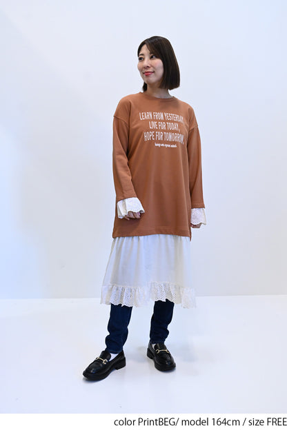 ≪SALE≫ 【charmmy】 Lace Switch Fleece Dress