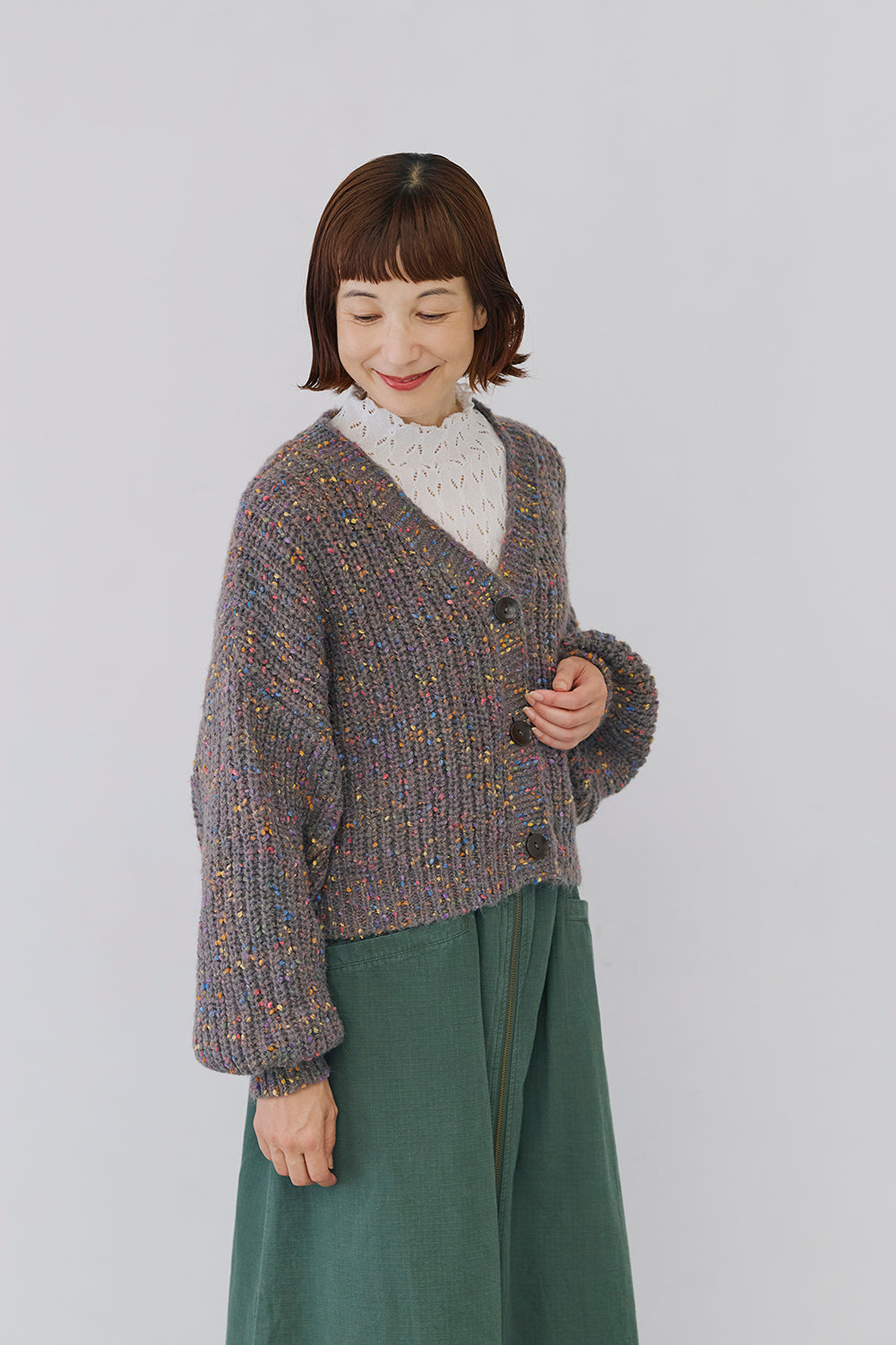 ≪SALE≫ 【charmmy】 Cut-and-Sew Lace Petit High Pullover