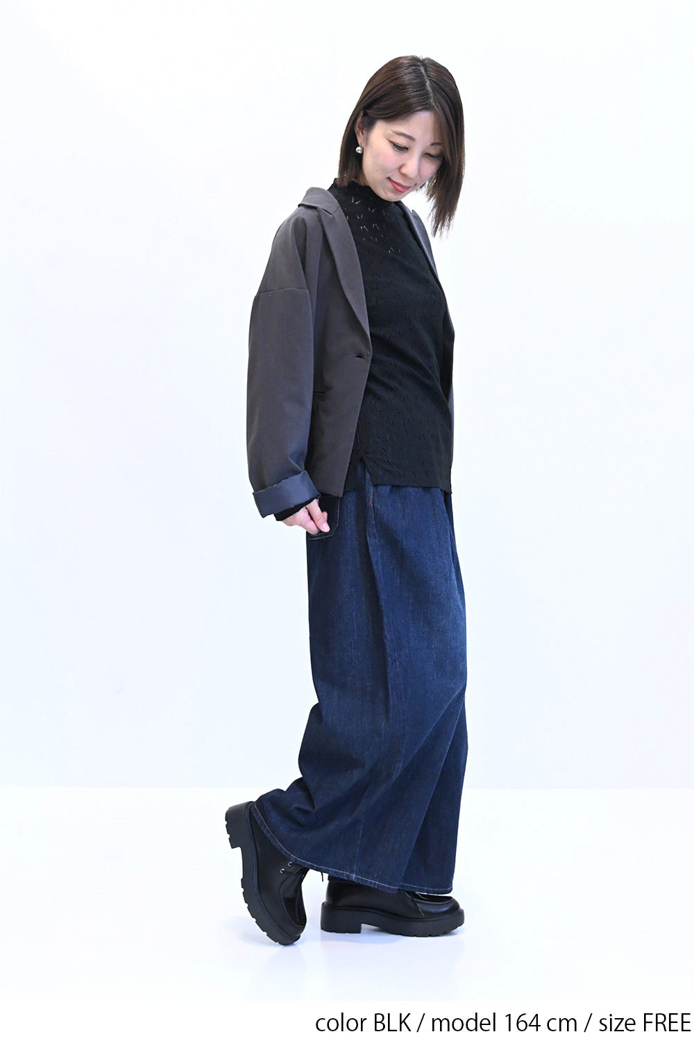 ≪SALE≫ 【charmmy】 Cut-and-Sew Lace Petit High Pullover