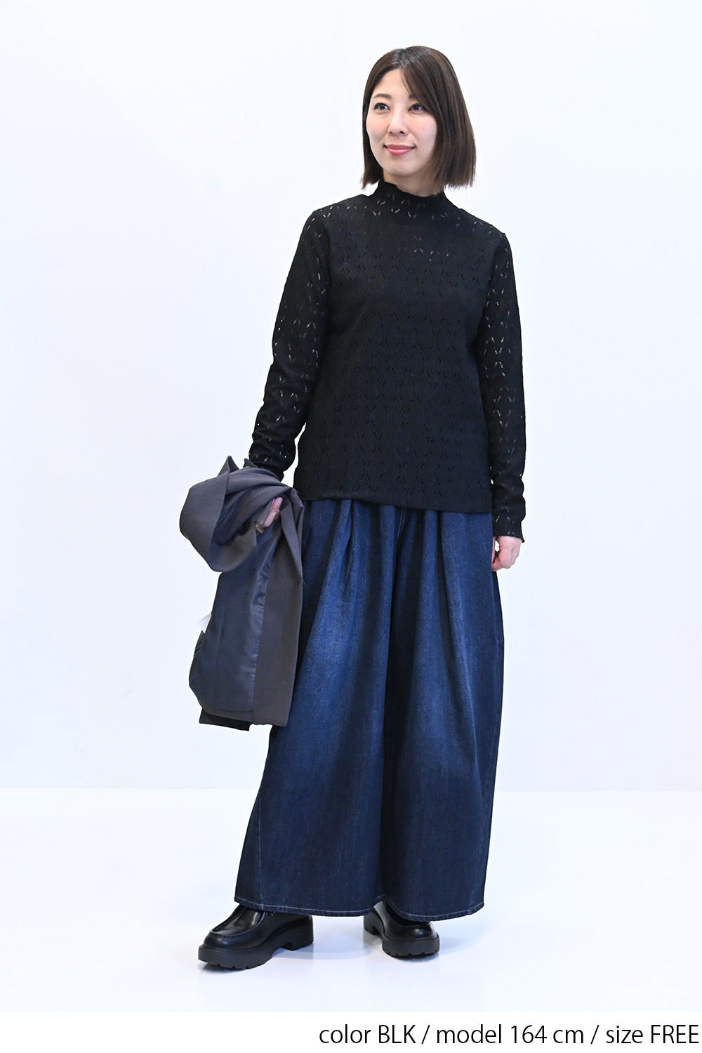 ≪SALE≫ 【charmmy】 Cut-and-Sew Lace Petit High Pullover