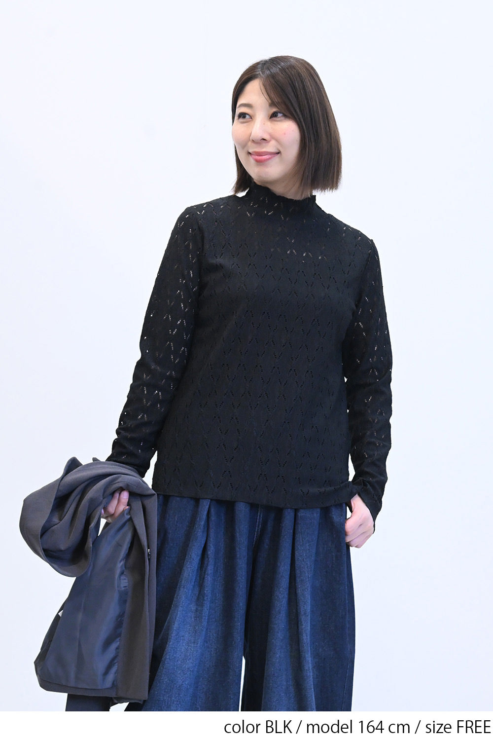 ≪SALE≫ 【charmmy】 Cut-and-Sew Lace Petit High Pullover