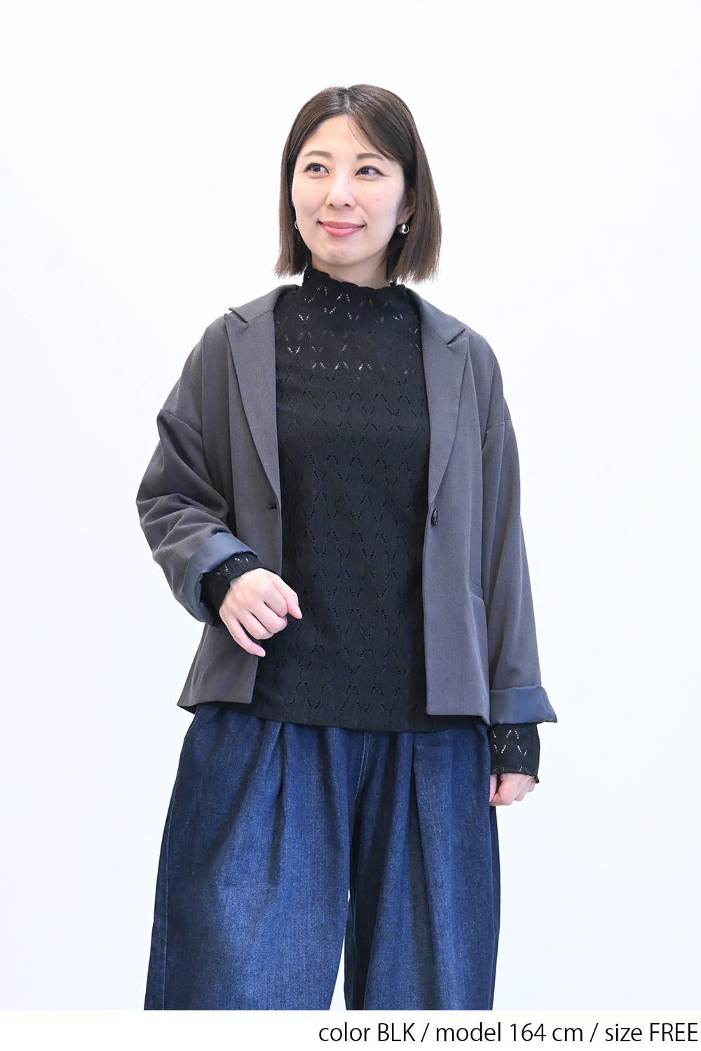 ≪SALE≫ 【charmmy】 Cut-and-Sew Lace Petit High Pullover