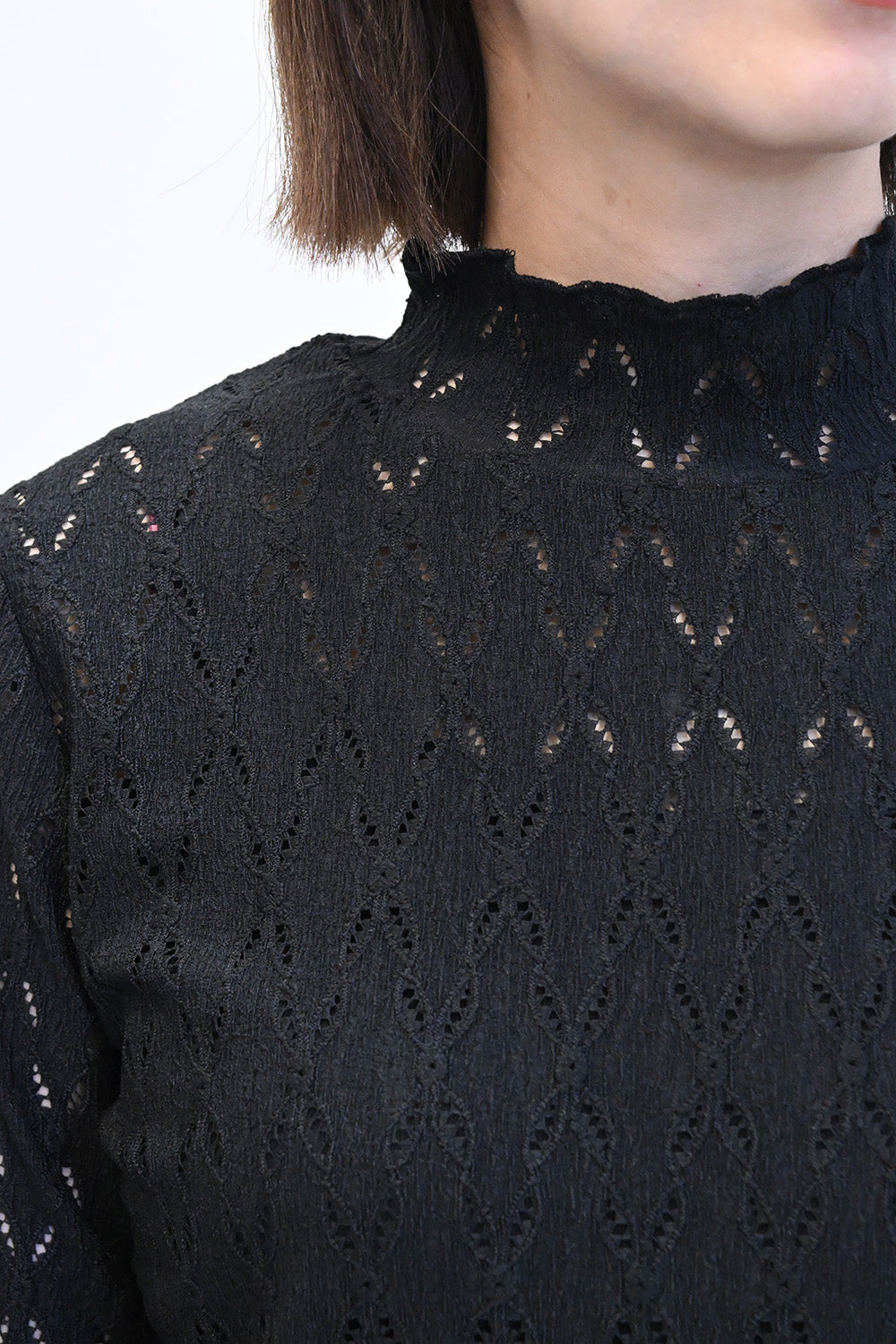 ≪SALE≫ 【charmmy】 Cut-and-Sew Lace Petit High Pullover