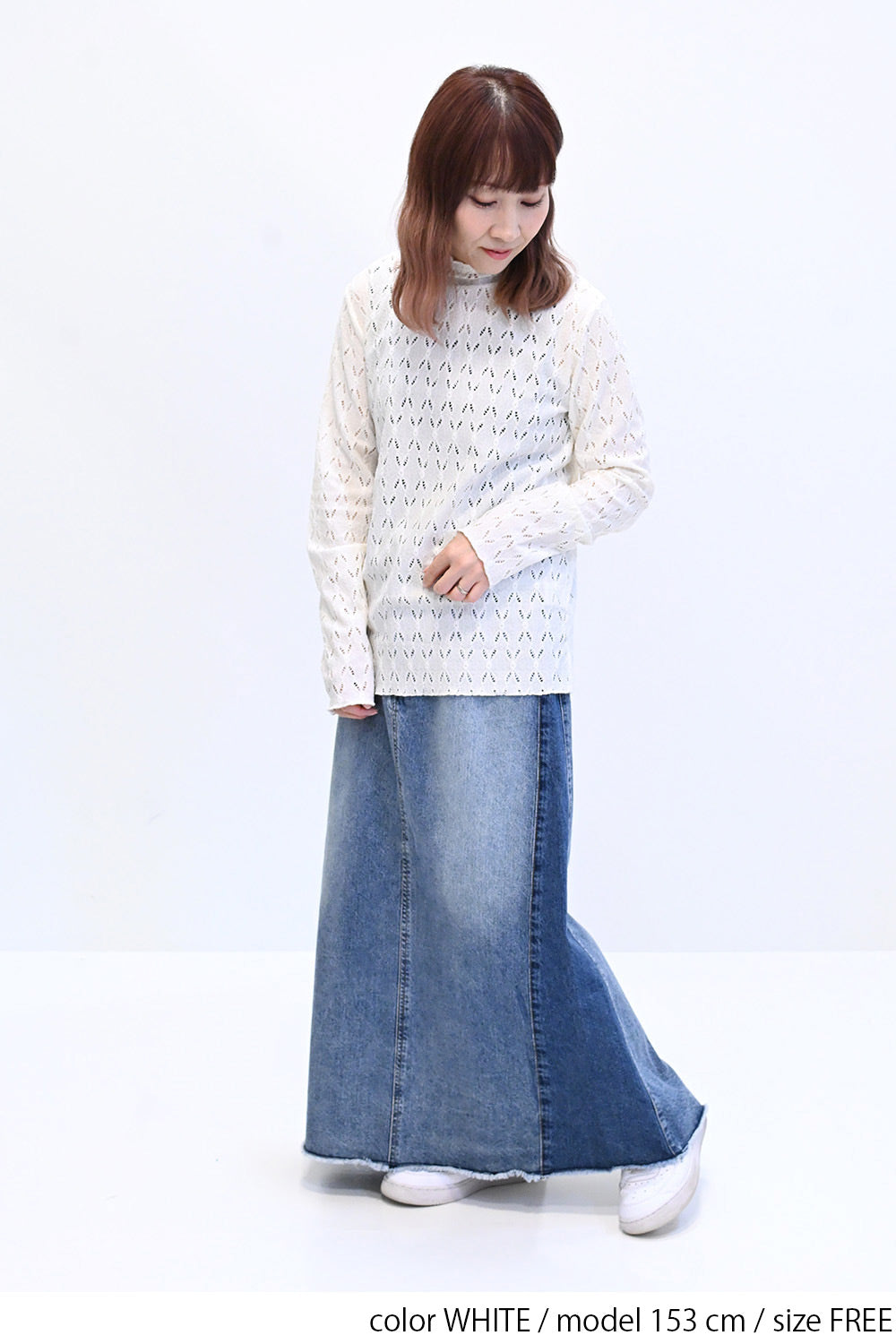 ≪SALE≫ 【charmmy】 Cut-and-Sew Lace Petit High Pullover