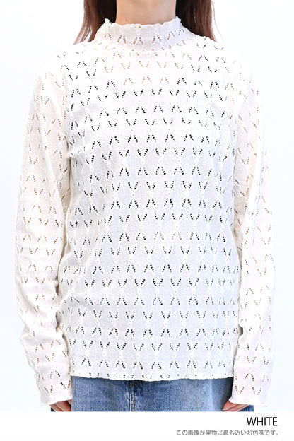 ≪SALE≫ 【charmmy】 Cut-and-Sew Lace Petit High Pullover