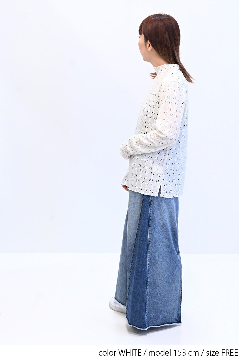 ≪SALE≫ 【charmmy】 Cut-and-Sew Lace Petit High Pullover