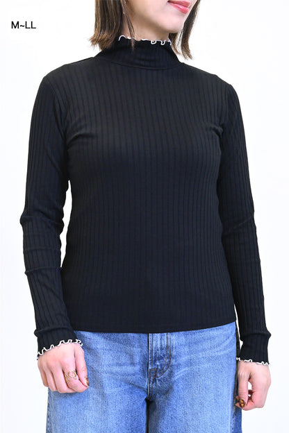≪SALE≫Turtleneck Ribbed Cut-and-Sew
