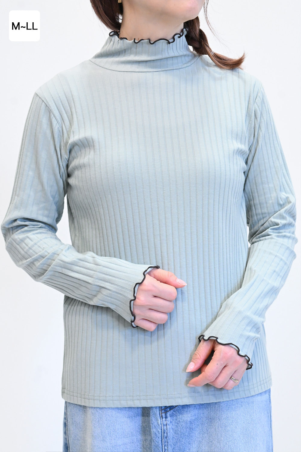≪SALE≫Turtleneck Ribbed Cut-and-Sew