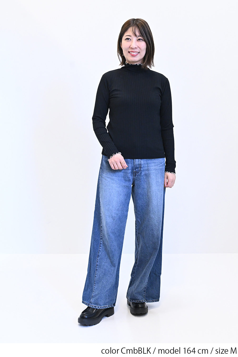 ≪SALE≫Turtleneck Ribbed Cut-and-Sew