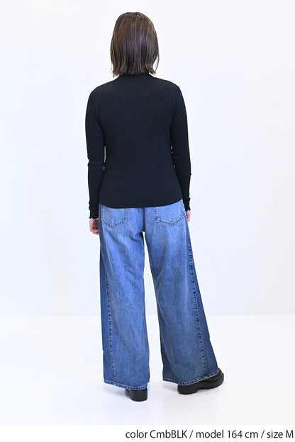 ≪SALE≫Turtleneck Ribbed Cut-and-Sew
