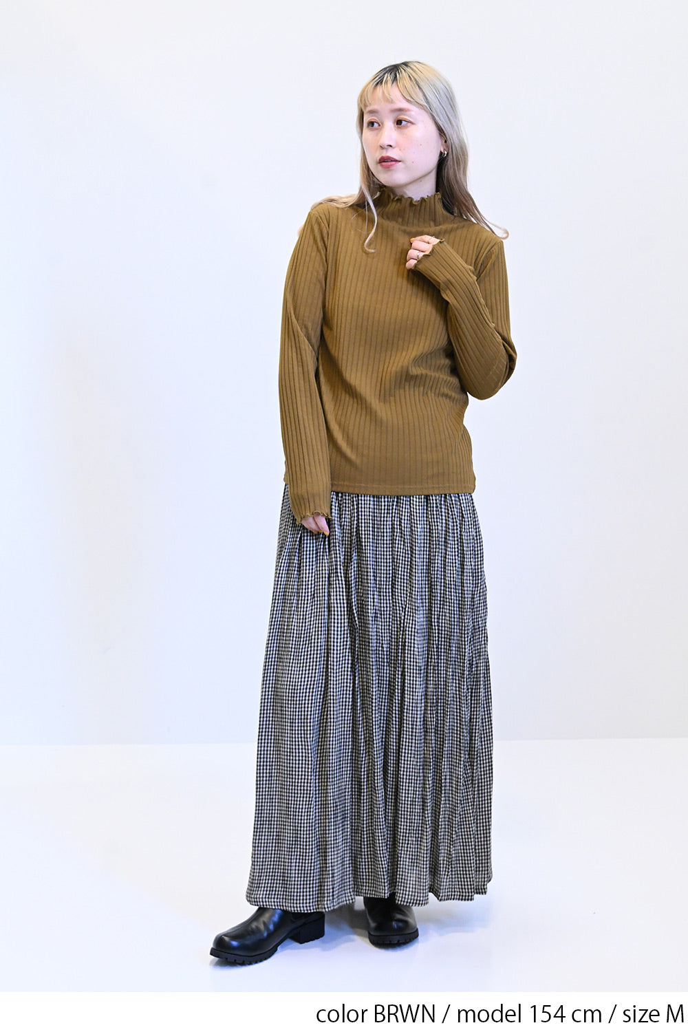 ≪SALE≫Turtleneck Ribbed Cut-and-Sew