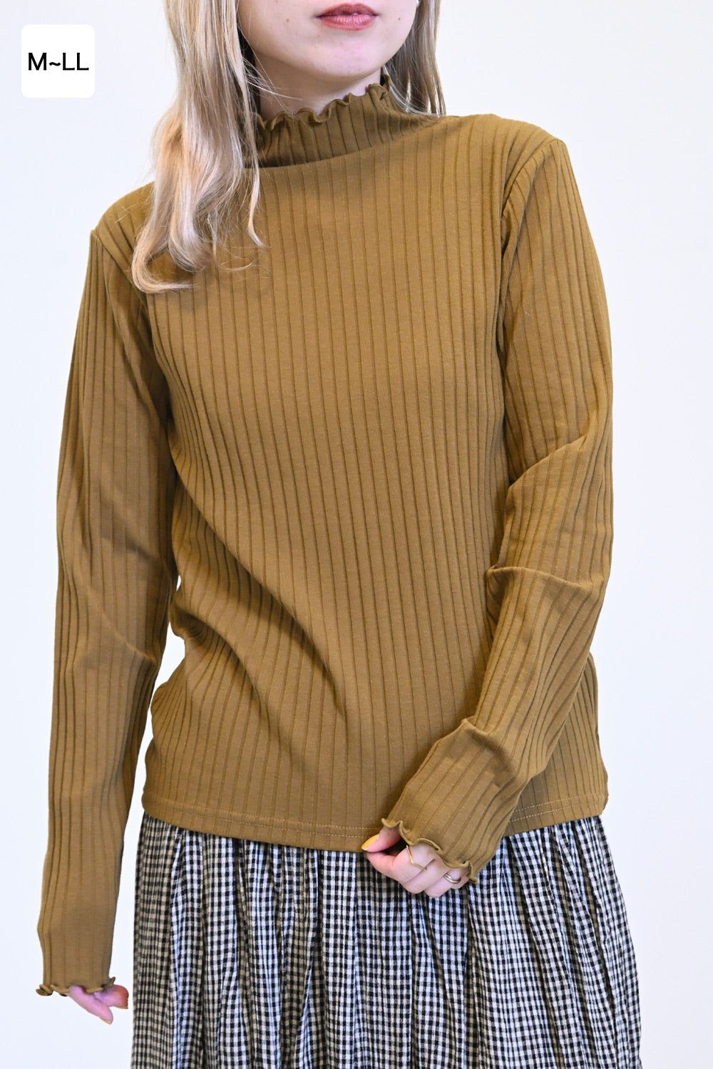 ≪SALE≫Turtleneck Ribbed Cut-and-Sew