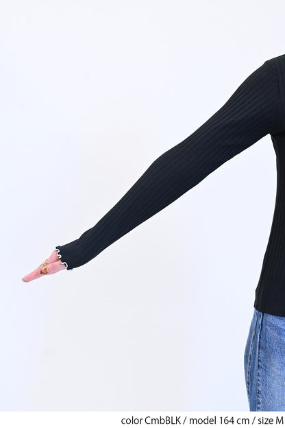 ≪SALE≫Turtleneck Ribbed Cut-and-Sew
