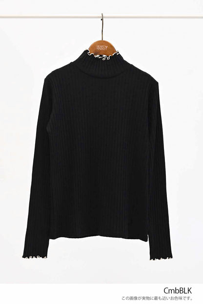 ≪SALE≫Turtleneck Ribbed Cut-and-Sew