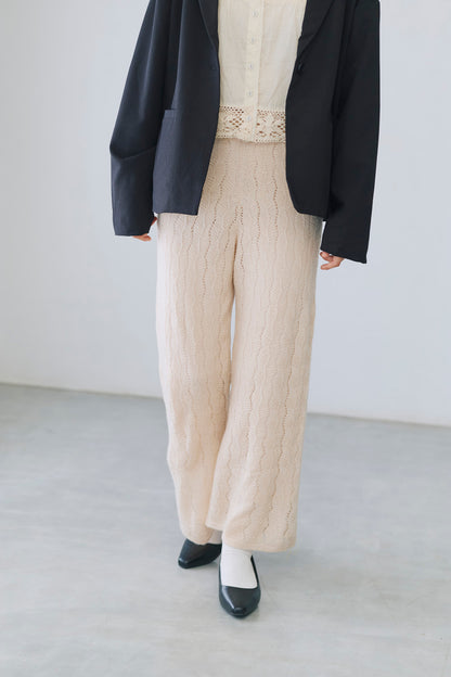 モヘアライクレース柄ニットパンツ