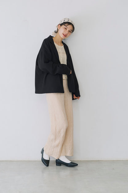 モヘアライクレース柄ニットパンツ