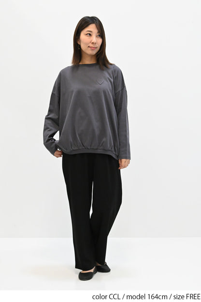 ≪SALE≫ Gathered Hem Long Sleeve Heart Pocket Pullover