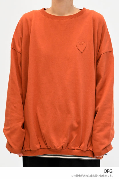 ≪SALE≫ Gathered Hem Long Sleeve Heart Pocket Pullover