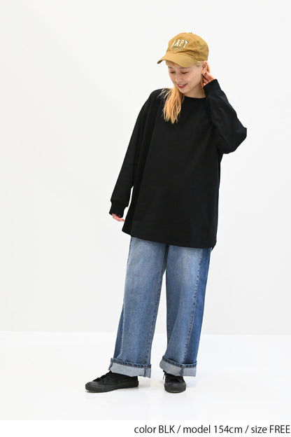裾ラウンド長袖ハートポケットチュニック