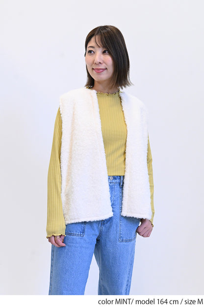 ロングスリーブ リブカットソー(クルーネック)