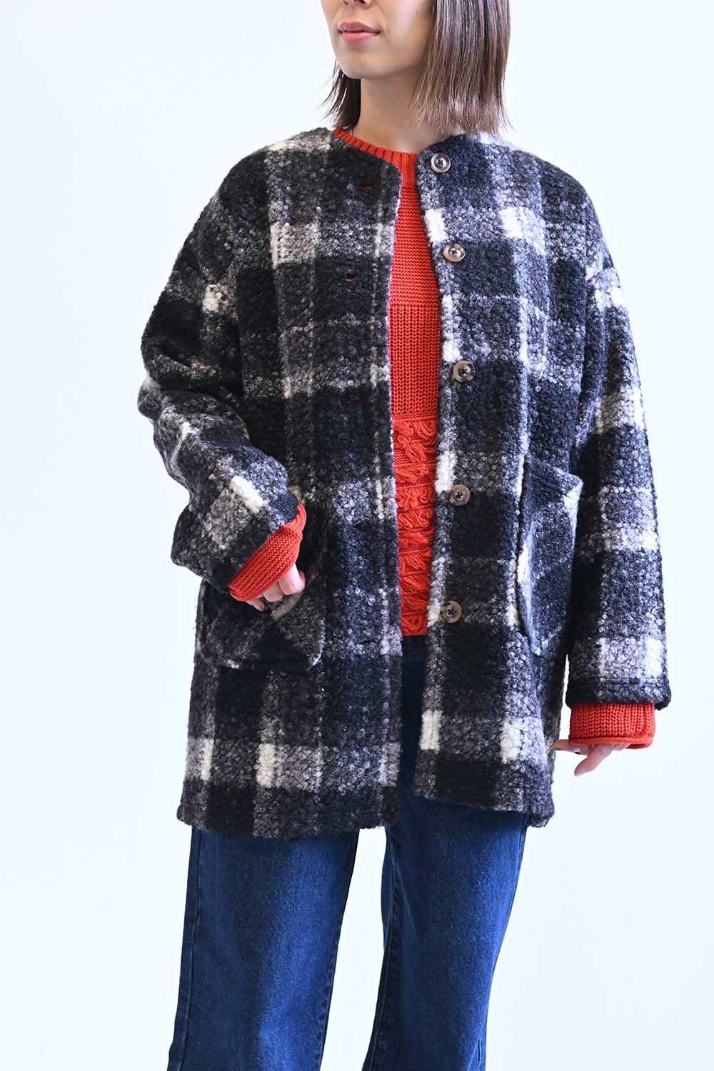≪SALE≫Wool-Like Crew Neck Coat