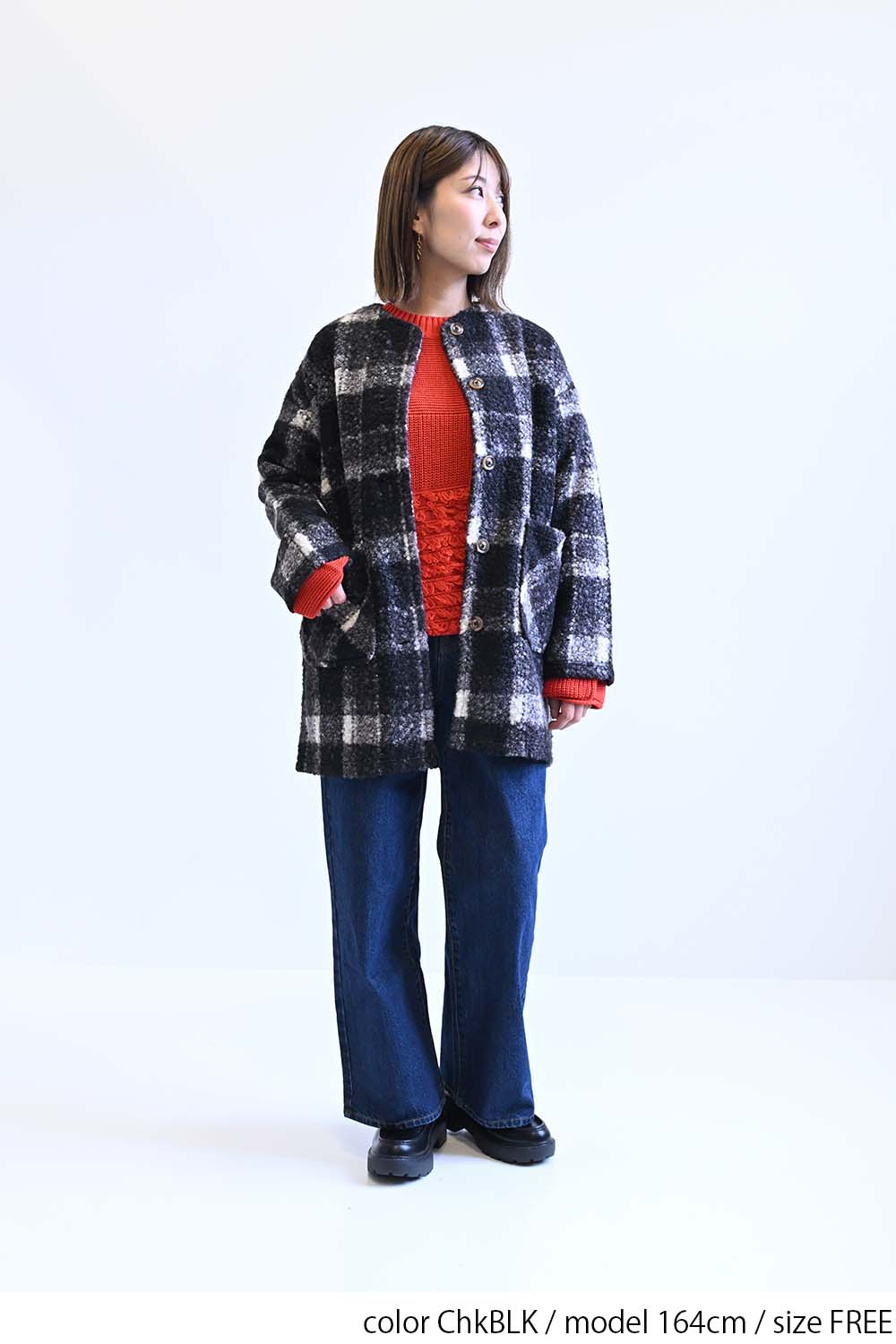 ≪SALE≫Wool-Like Crew Neck Coat
