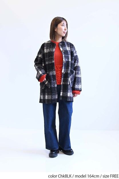 ≪SALE≫Wool-Like Crew Neck Coat
