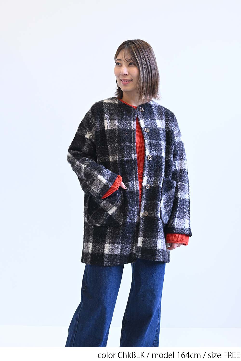 ≪SALE≫Wool-Like Crew Neck Coat