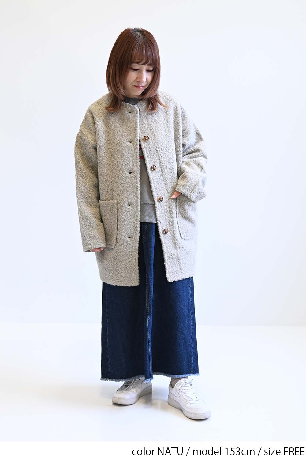 ≪SALE≫Wool-Like Crew Neck Coat