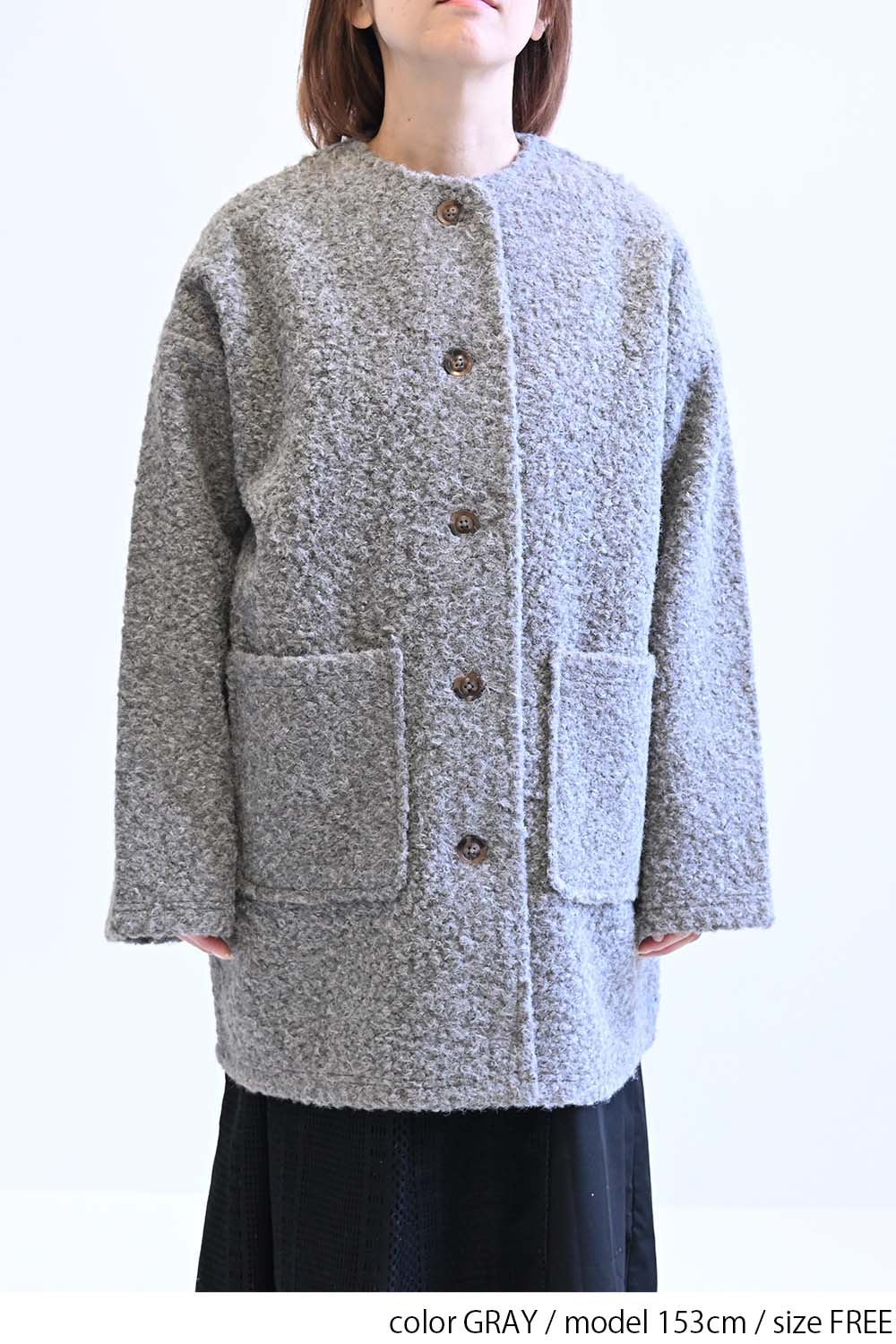 ≪SALE≫Wool-Like Crew Neck Coat