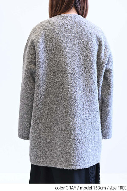 ≪SALE≫Wool-Like Crew Neck Coat